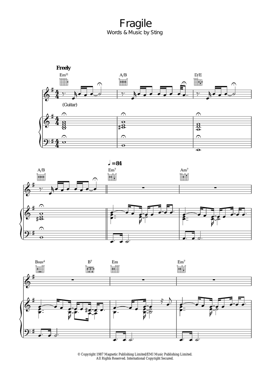 Fragile Acoustic Guitar scores gallery preview page 1