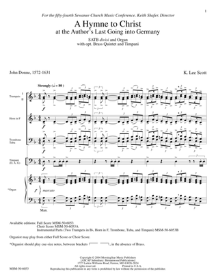A Hymne to Christ (at the Author's Last Going into Germany) (Downloadable Full Score)
