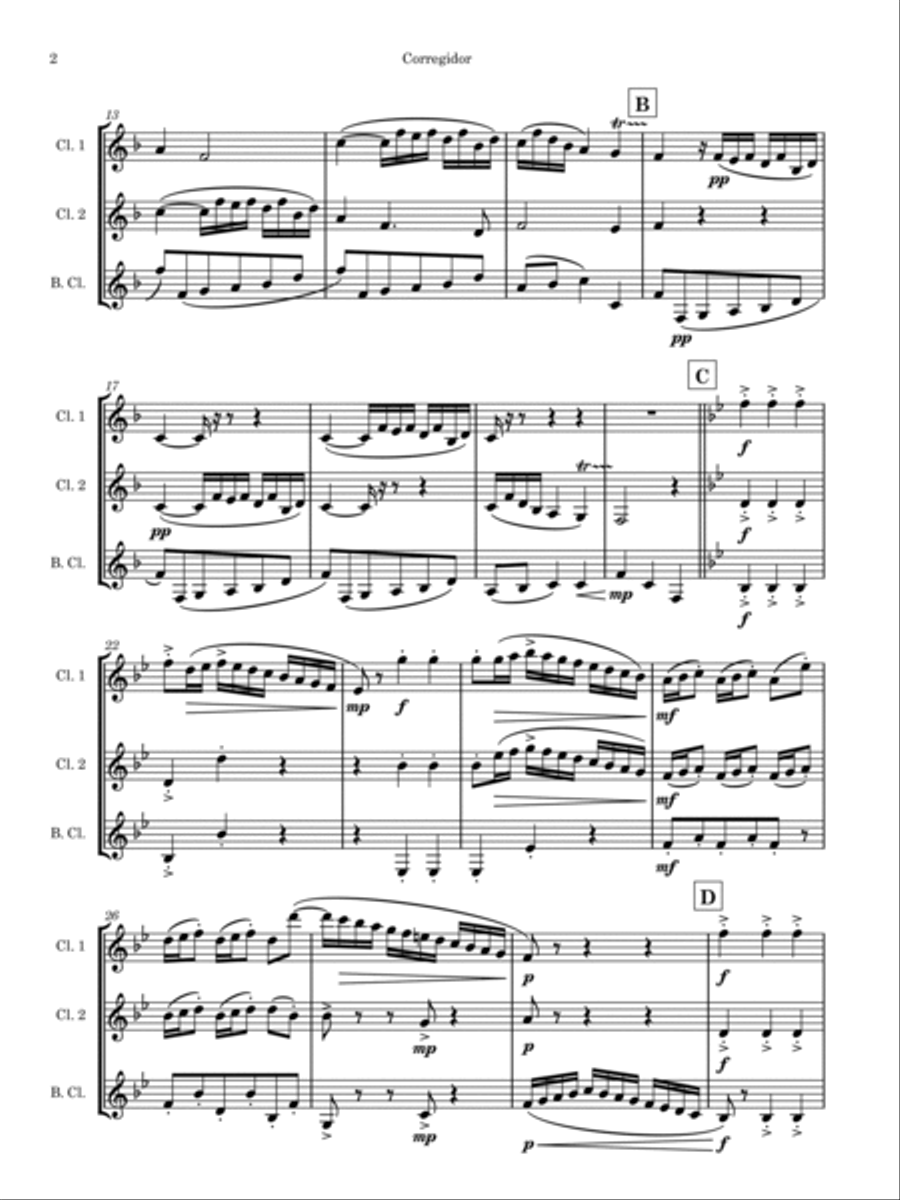 Dance of the Corregidor Clarinet Trio scores gallery preview page 2