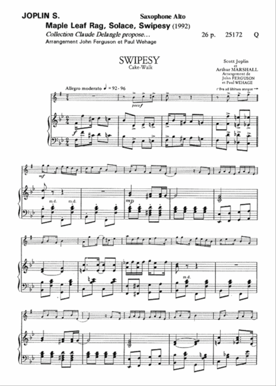Maple leaf rag / Solace / Swipesy Piano Accompaniment scores gallery preview page 2