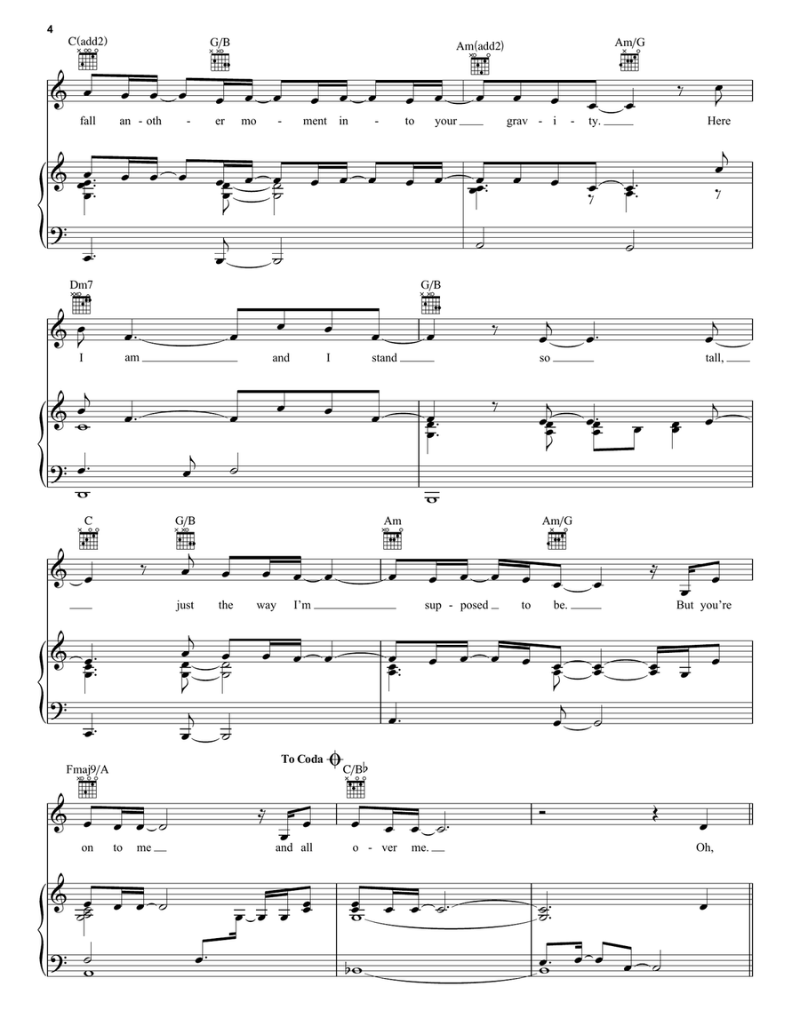 Gravity Piano, Vocal, Guitar scores gallery preview page 4