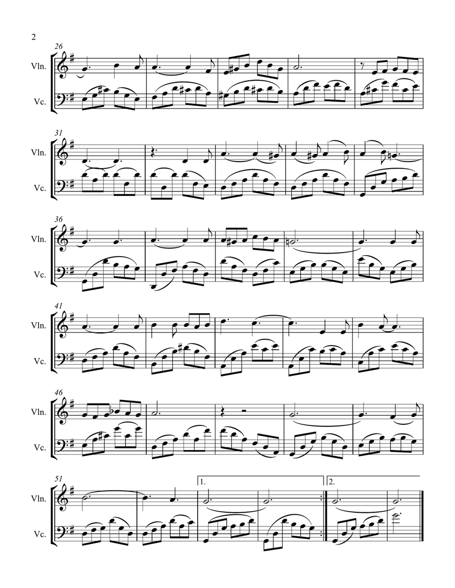 Ave Maria by Franz Schubert ( violin and cello ) String Duet scores gallery preview page 2