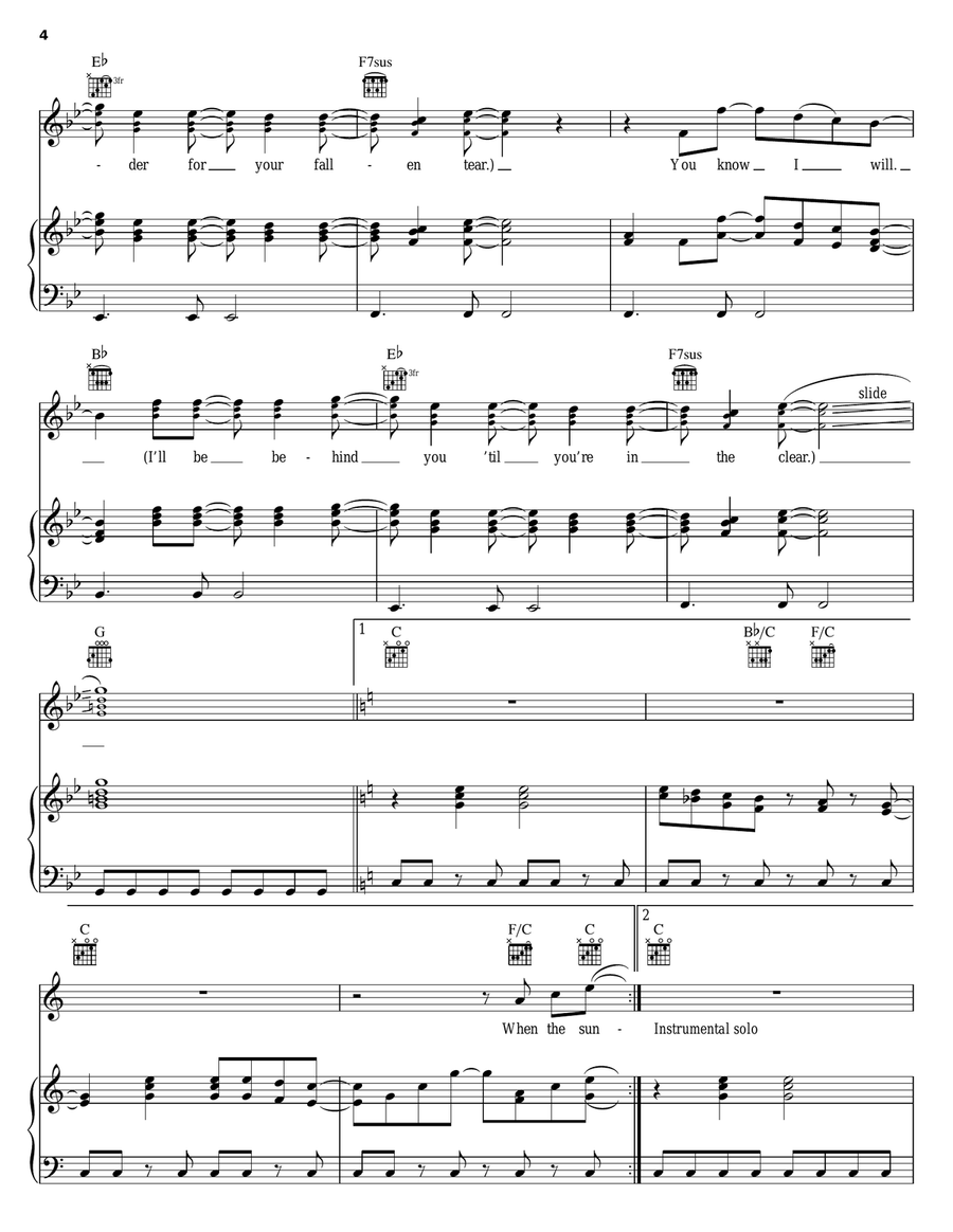 You Know I Will Piano, Vocal, Guitar scores gallery preview page 4