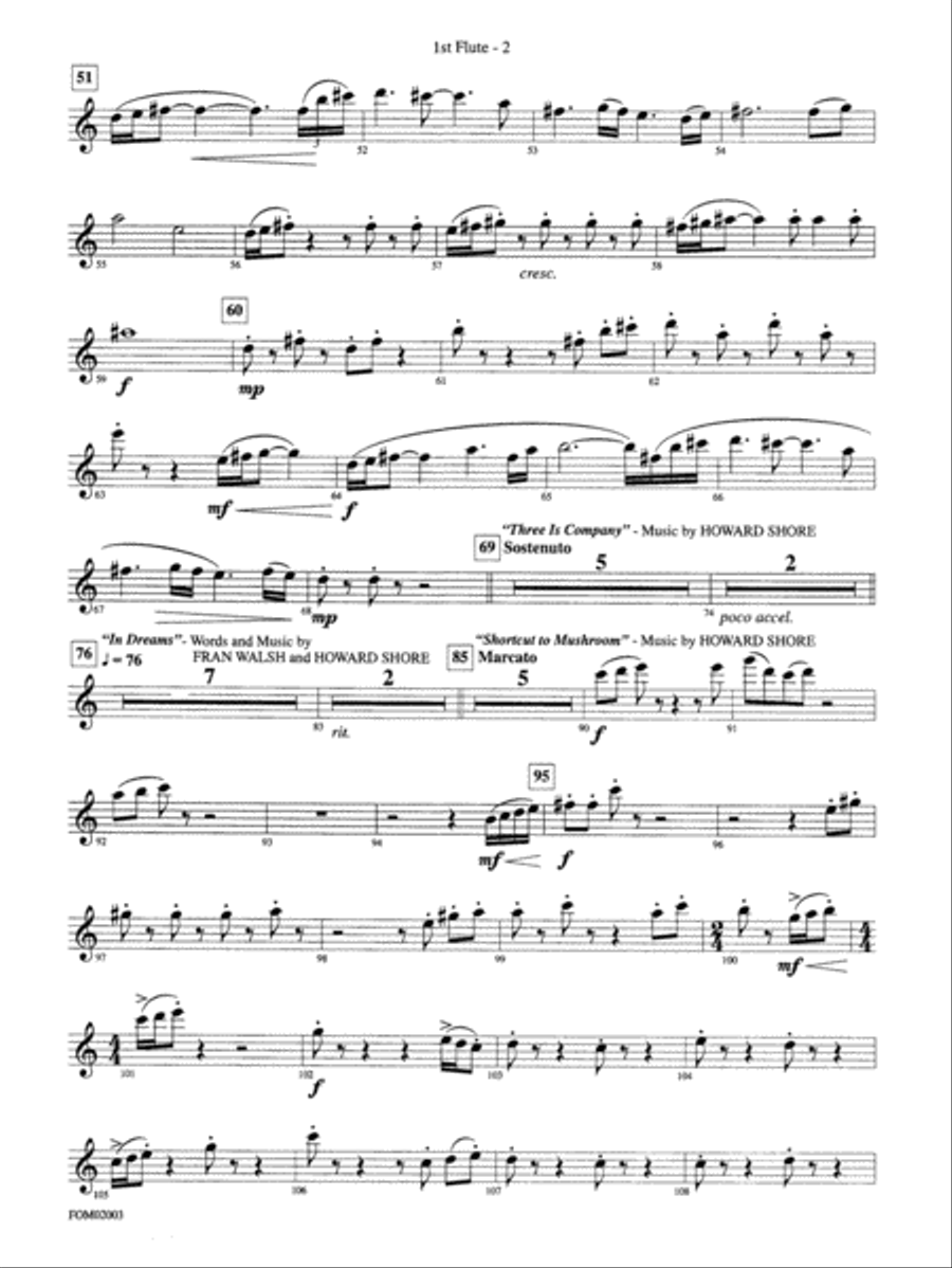 The Lord of the Rings: The Fellowship of the Ring, Symphonic Suite from: Flute Full Orchestra scores gallery preview page 2