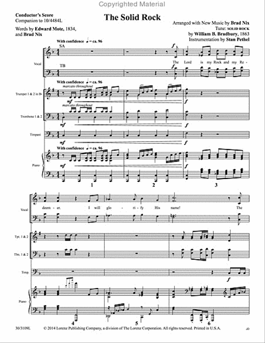 The Solid Rock - Brass Quartet Score and Parts Choir scores gallery preview page 2