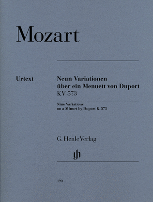 Book cover for 9 Variations on a Minuet by Duport K573