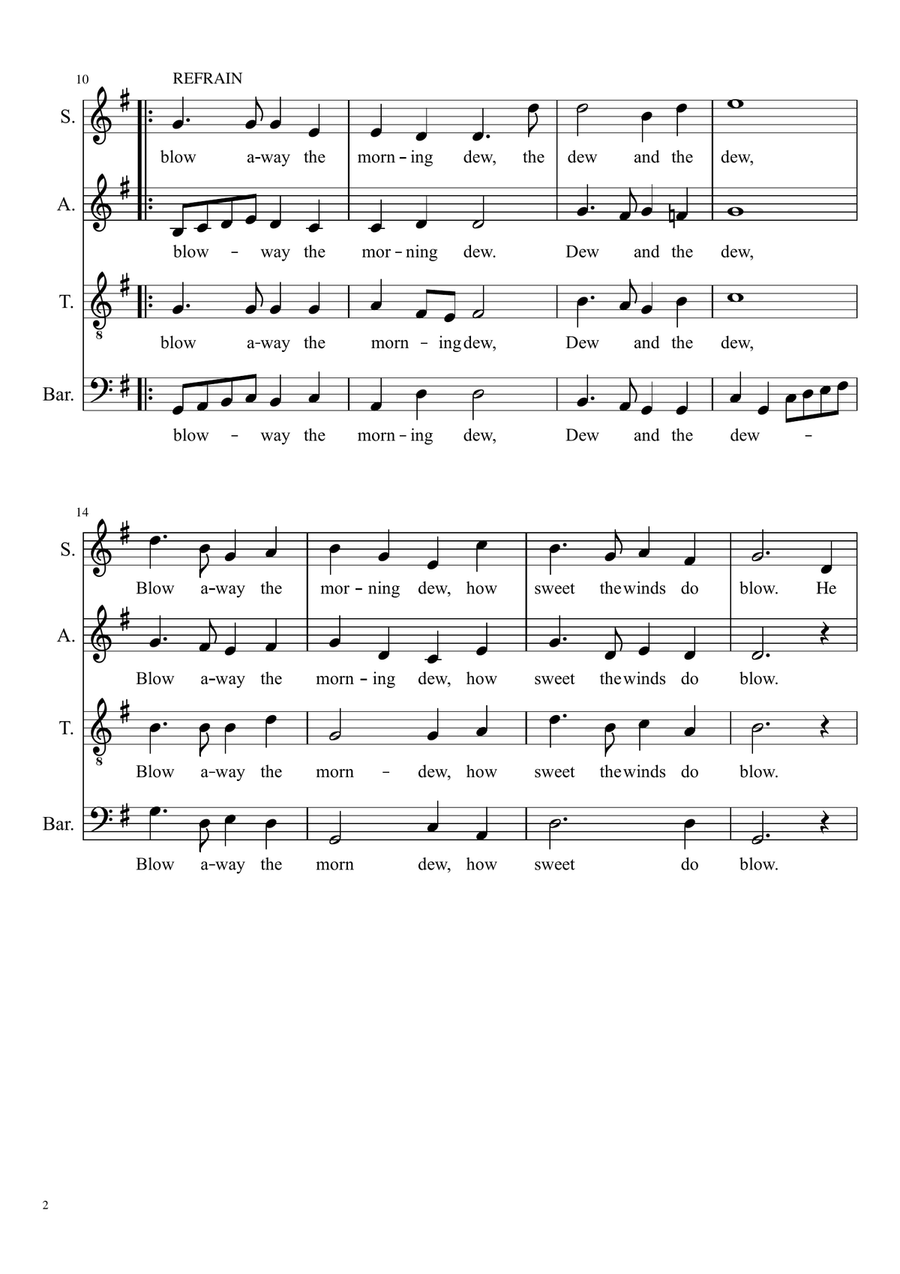 Blow Away the Morning Dew 4-Part scores gallery preview page 2