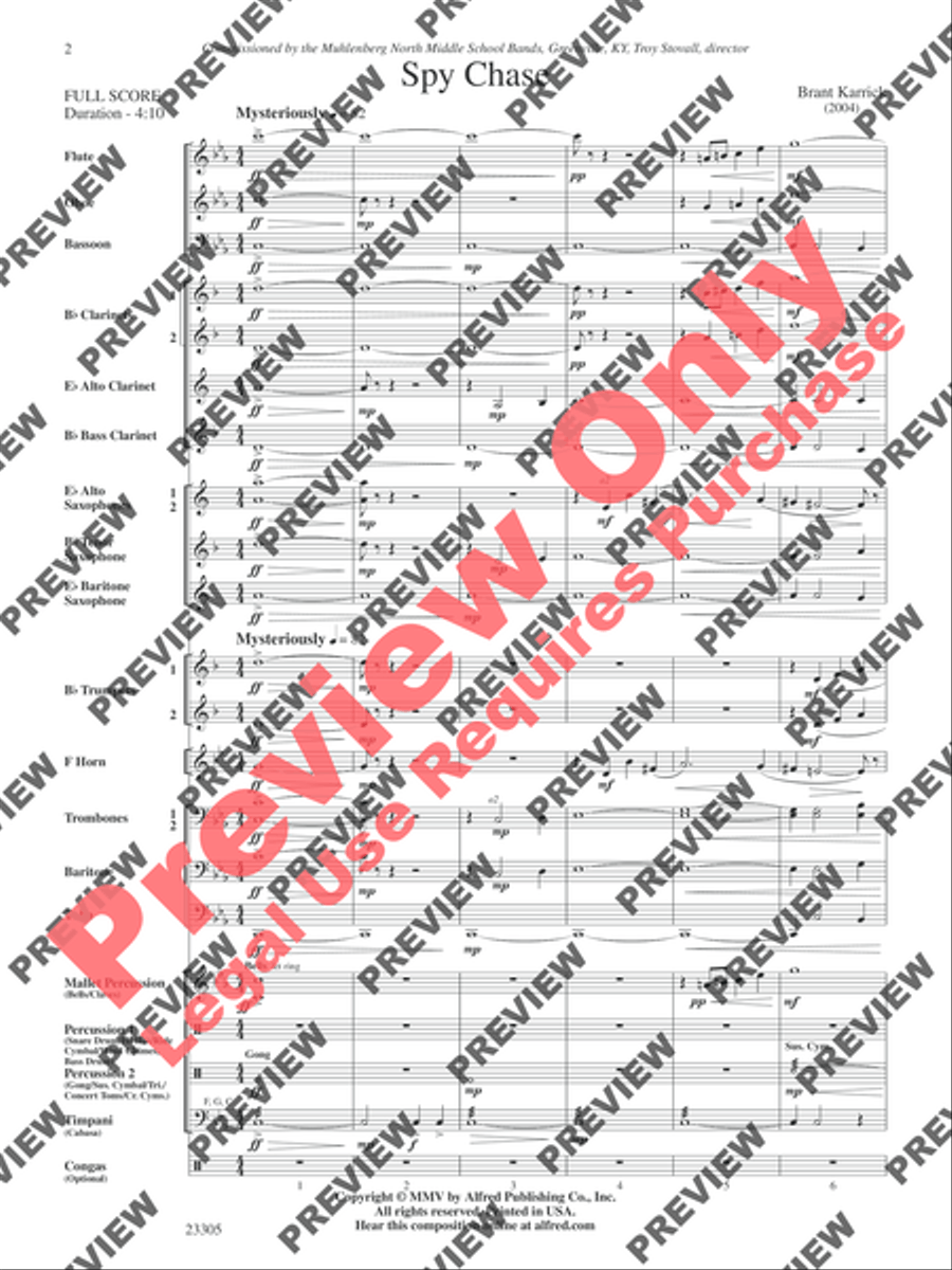 Spy Chase Concert Band scores gallery preview page 3
