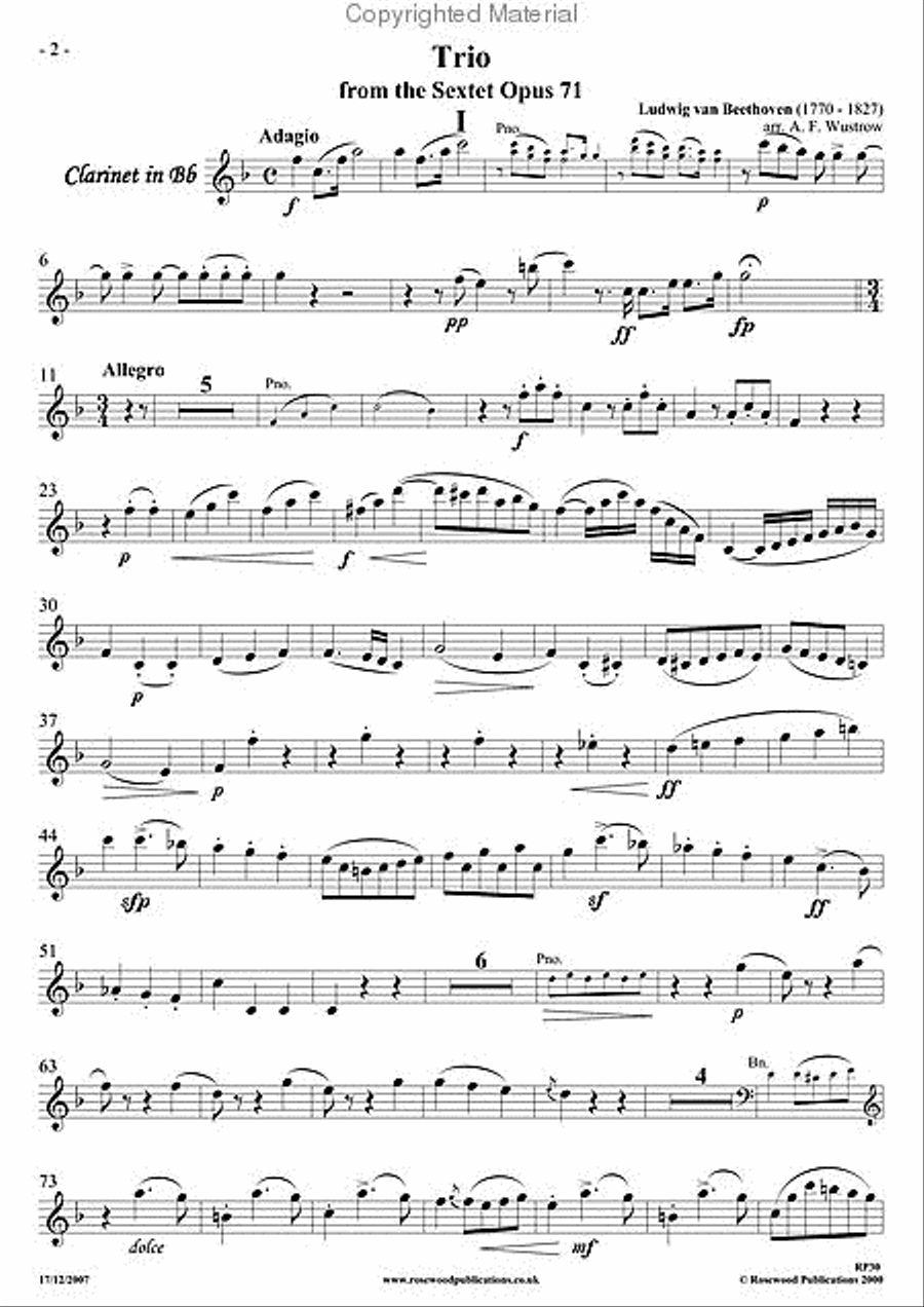 Trio (from Wind Sextet, Op. 71) Clarinet scores gallery preview page 3