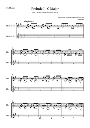 Prelude 1 in C Major BWV 846 (from Well-Tempered Clavier Book 1) for Horn in F Duo