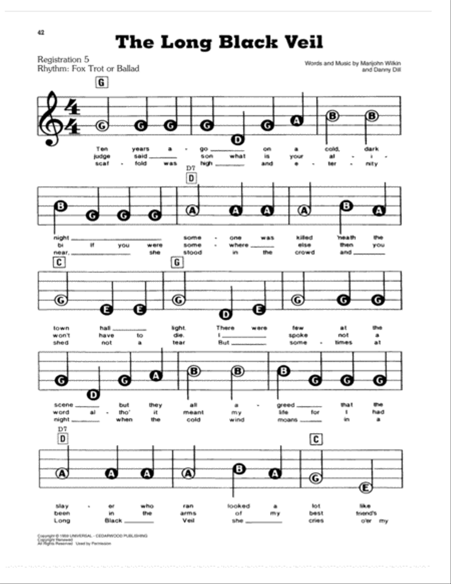 The Long Black Veil The Long Black Veil Electronic Keyboard scores gallery preview page 1