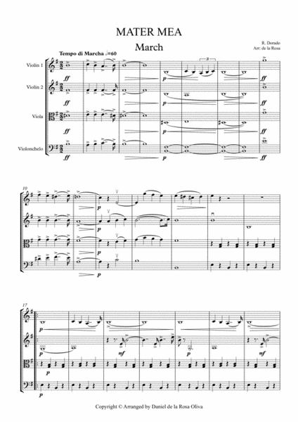 Mater Mea (March) - R. Dorado - For String Quartet (Full Score and Parts)