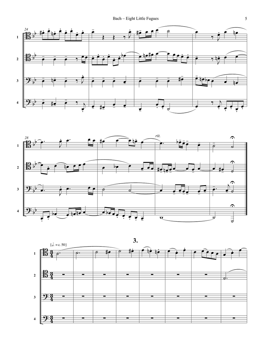 Eight Little Fugues for Four Trombones BWV 553-560 Trombone Quartet scores gallery preview page 5