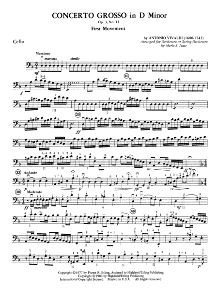 Concerto Grosso in D Minor: Cello