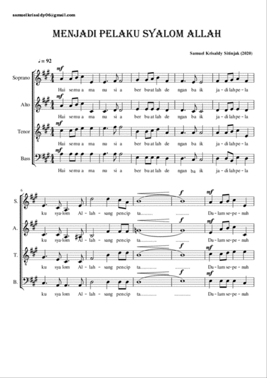 Menjadi Pelaku Syalom Allah 4-Part scores gallery preview page 1