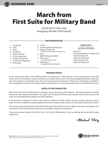 March from First Suite for Military Band: Score