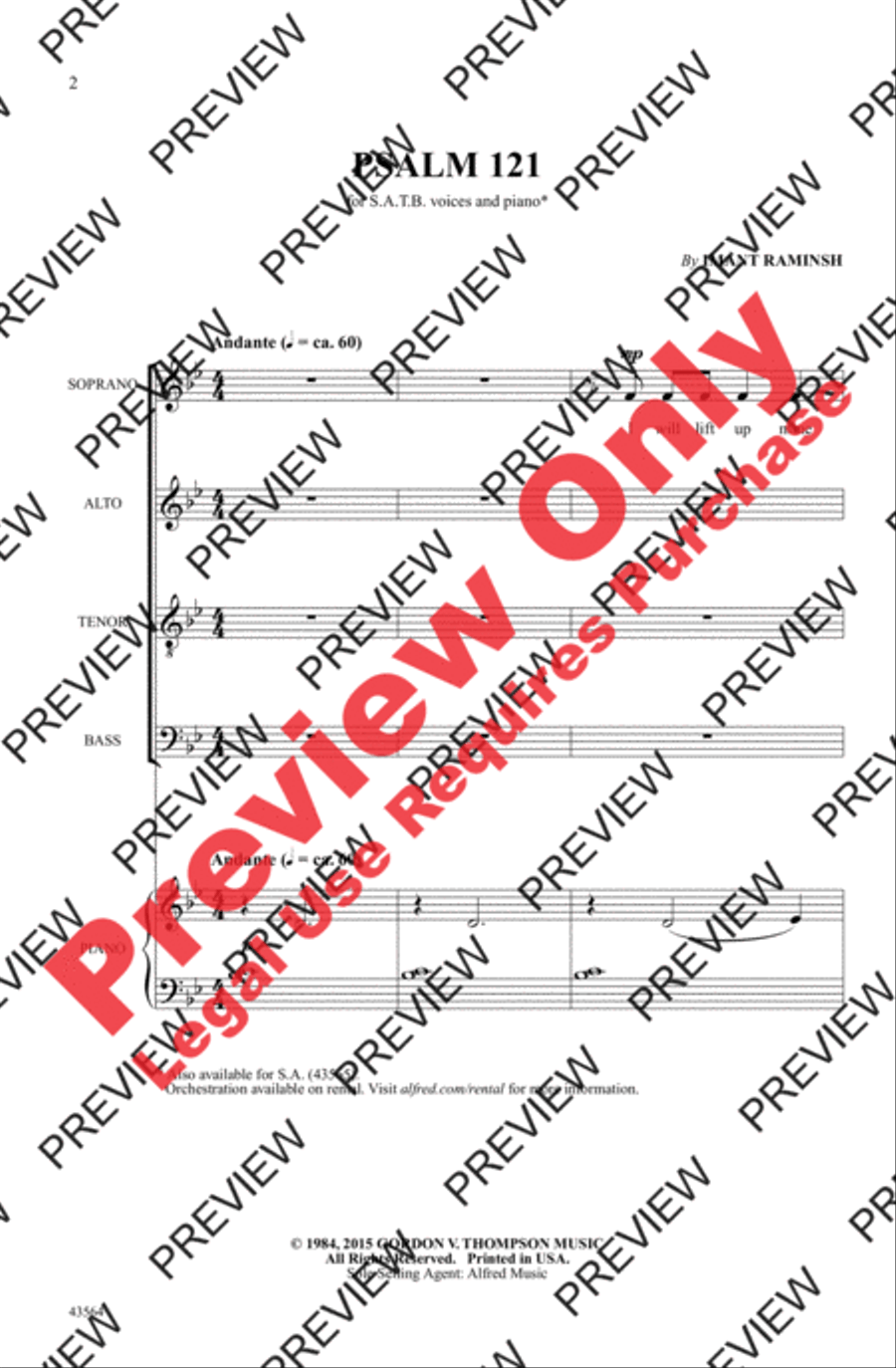 Psalm 121 4-Part scores gallery preview page 2