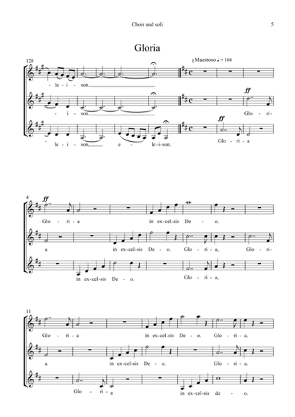 Messe á Trois Voix in A/ Choir and soli score