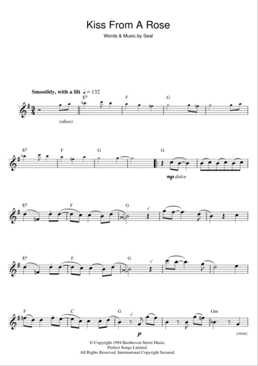 Kiss From A Rose Kiss From A Rose Flute Solo scores gallery preview page 1