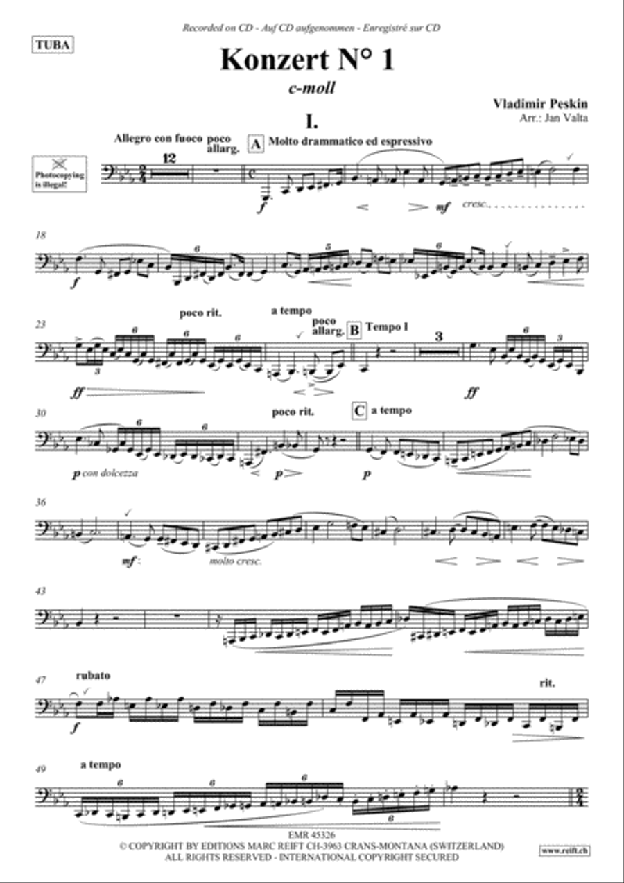 Konzert No. 1 c-moll Konzert No. 1 c-moll Tuba scores gallery preview page 2