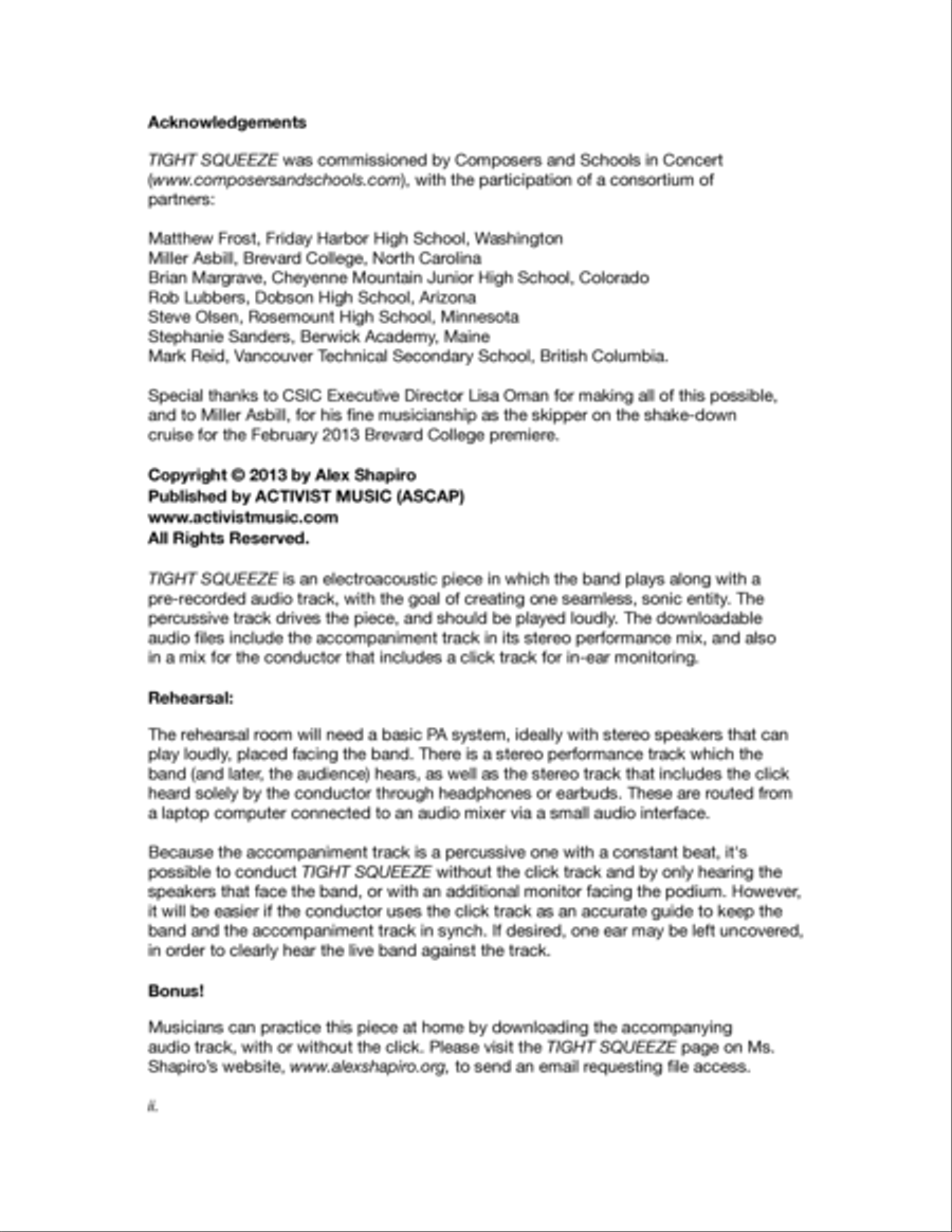 Tight Squeeze - Full Score Concert Band scores gallery preview page 2