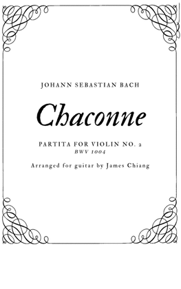 Book cover for Chaconne (BWV 1004) for classical guitar