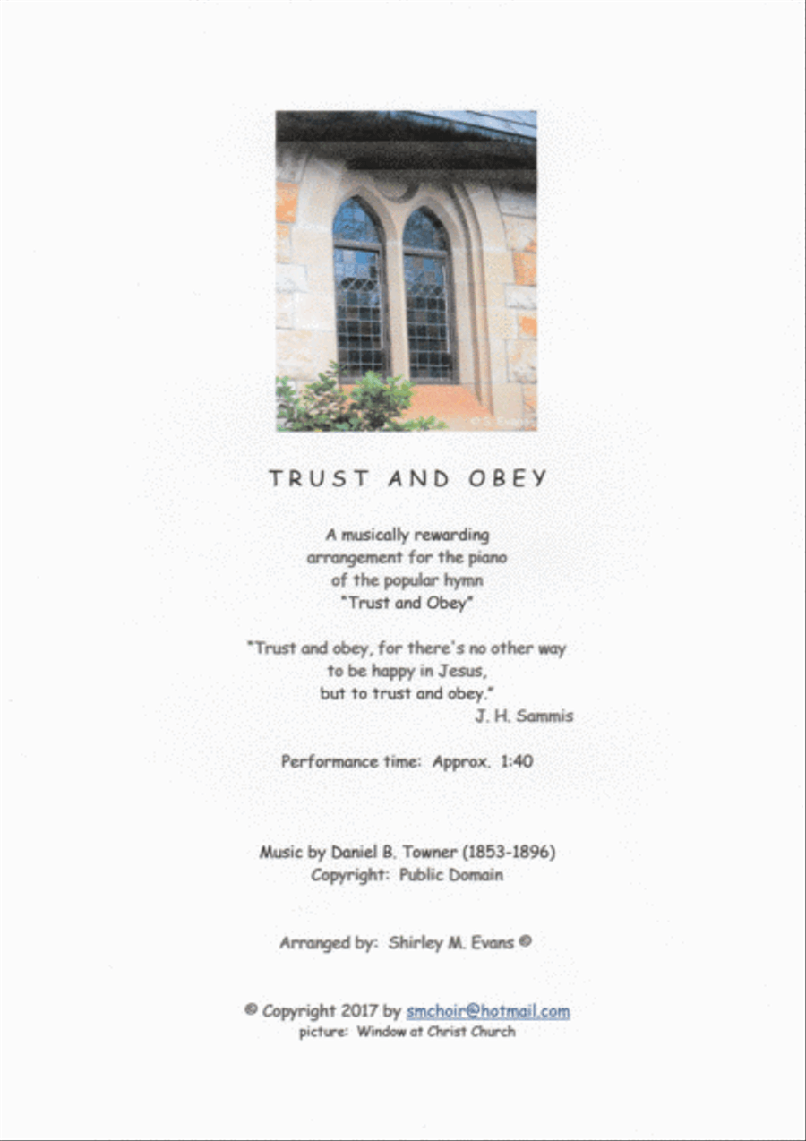 Trust and Obey Piano Solo scores gallery preview page 1