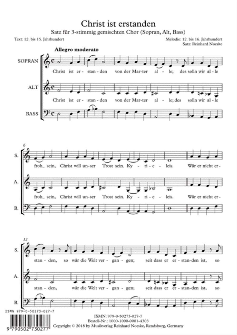 Christ ist erstanden 3-Part scores gallery preview page 1