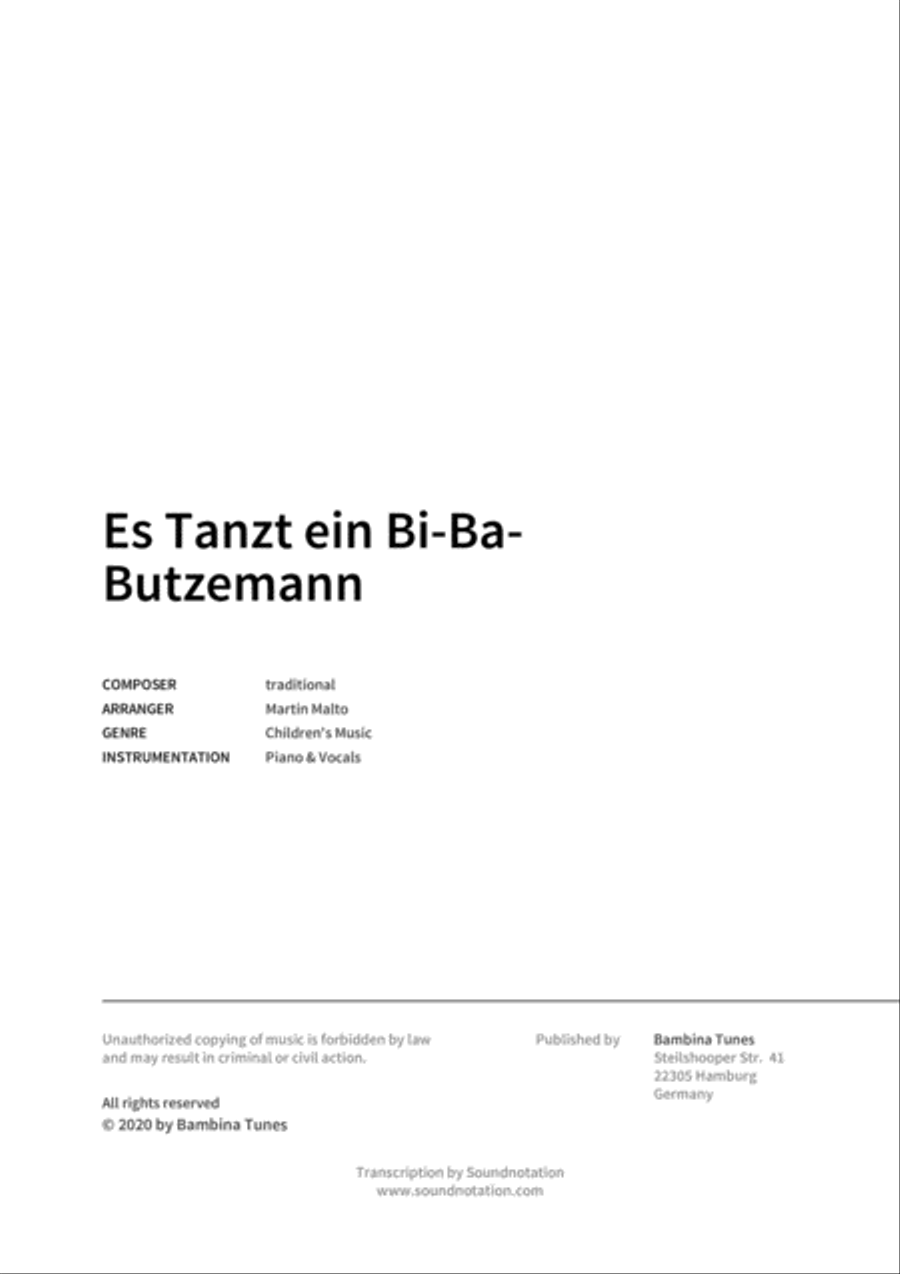 Es Tanzt ein Bi-Ba-Butzemann Piano, Vocal, Guitar scores gallery preview page 2