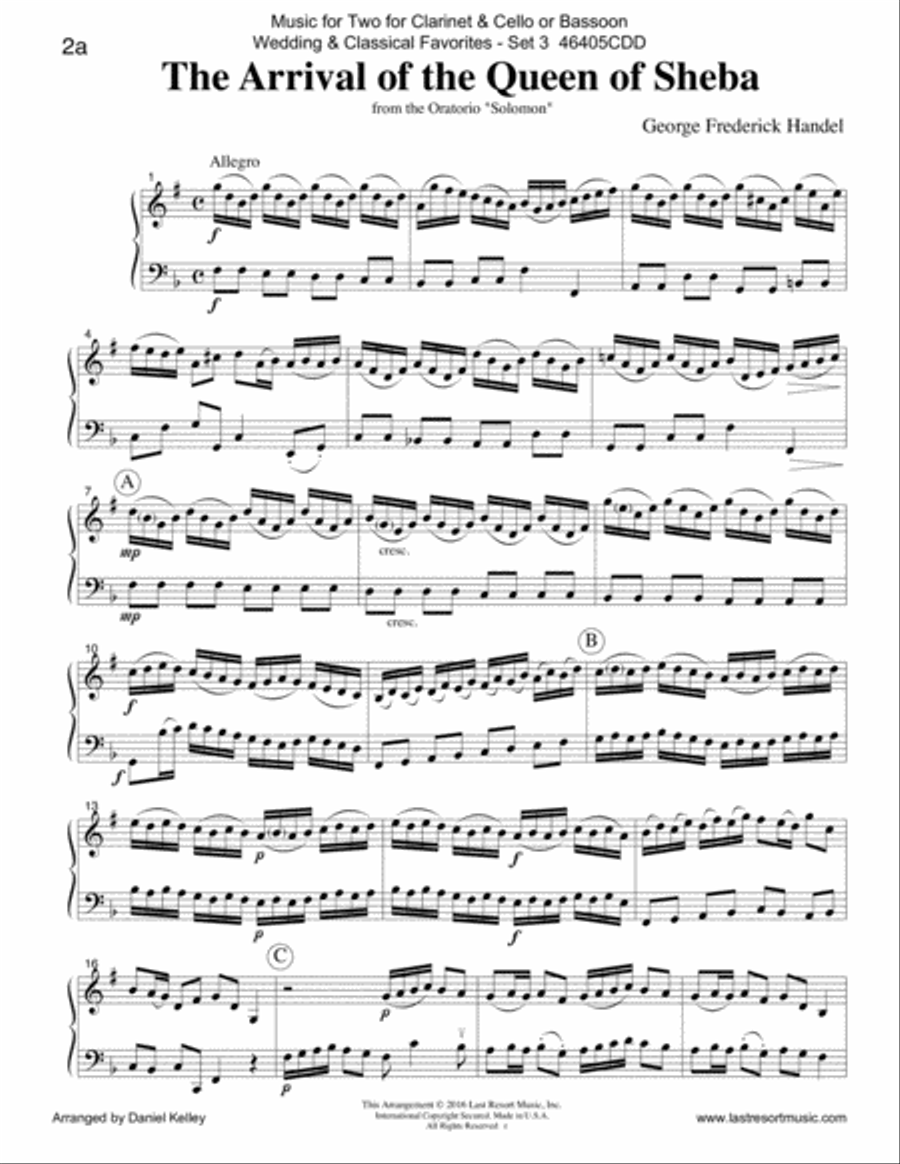 Music for Two Wedding & Classical Favorites for Clarinet & Cello or Bassoon - Set 3 Small Ensemble scores gallery preview page 6