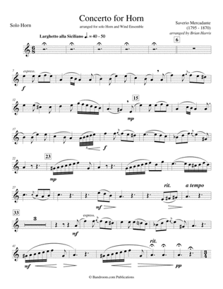 CONCERTO FOR HORN - S. R. Mercadante - solo horn part only (full band accomp. available separately)