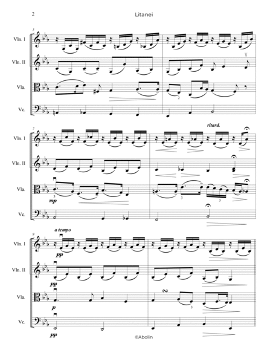 Schubert: Litanei, D343 - String Quartet String Quartet scores gallery preview page 3