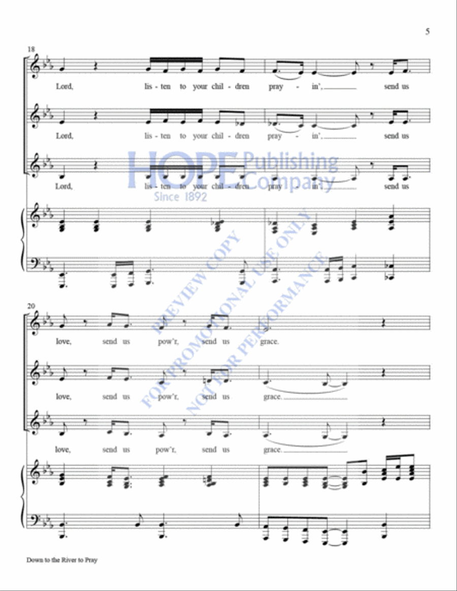 Down to the River to Pray with Lord, Listen to Your Children Voice scores gallery preview page 6