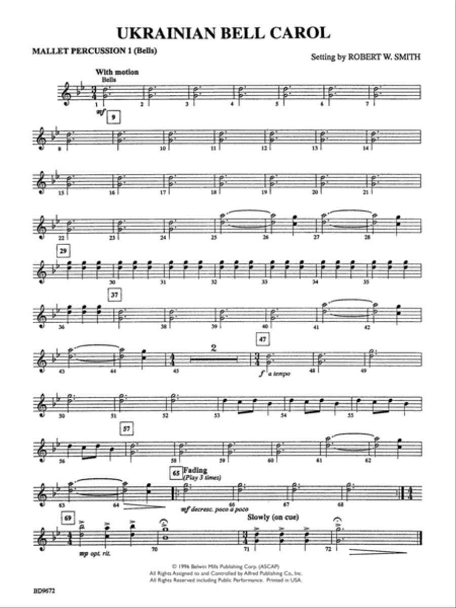 Ukrainian Bell Carol: Bells Concert Band scores gallery preview page 1