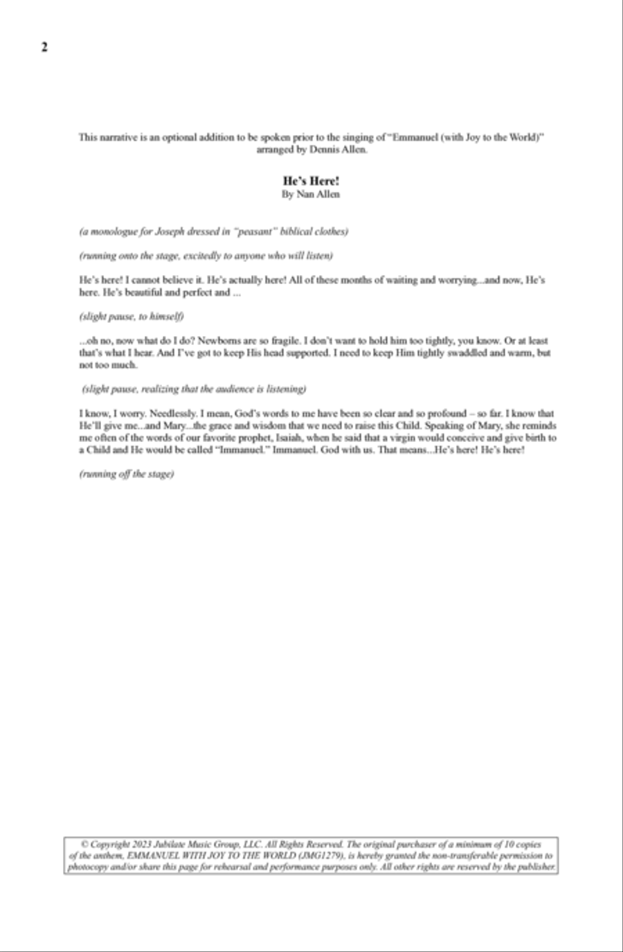 Emmanuel with Joy to the World 4-Part scores gallery preview page 2