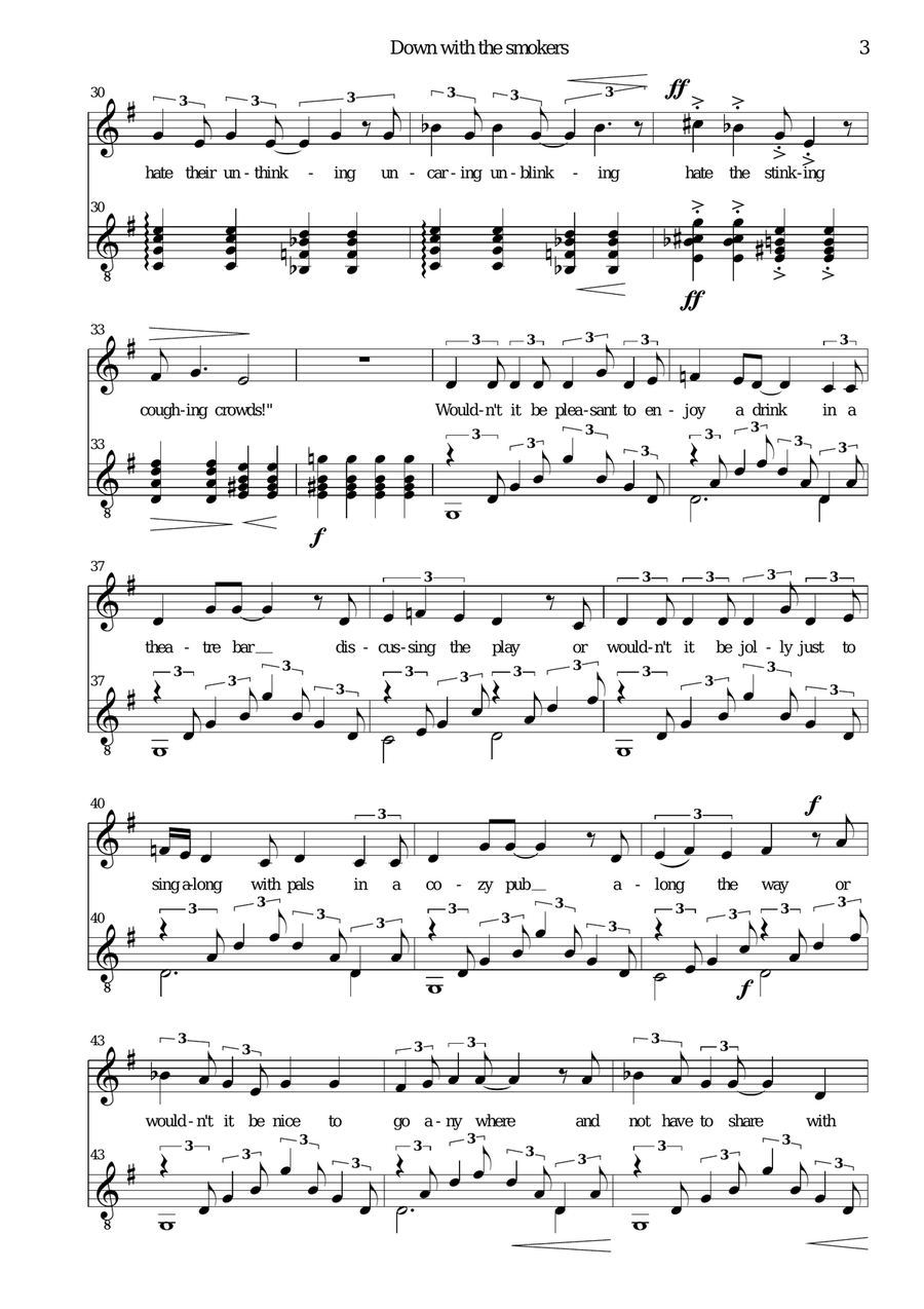 Down with the Smokers for voice and guitar Vocal Duet scores gallery preview page 3