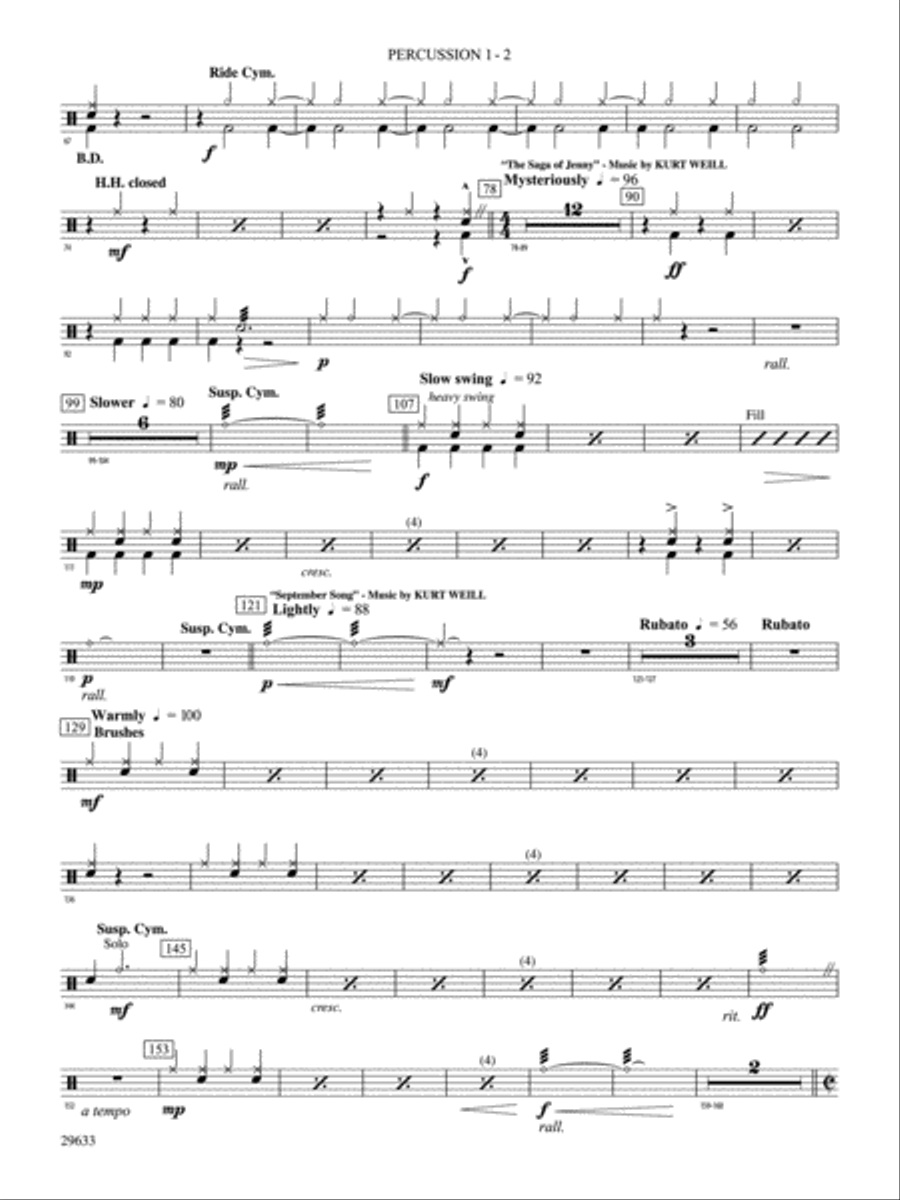 A Tribute to Kurt Weill: 1st Percussion Concert Band scores gallery preview page 2