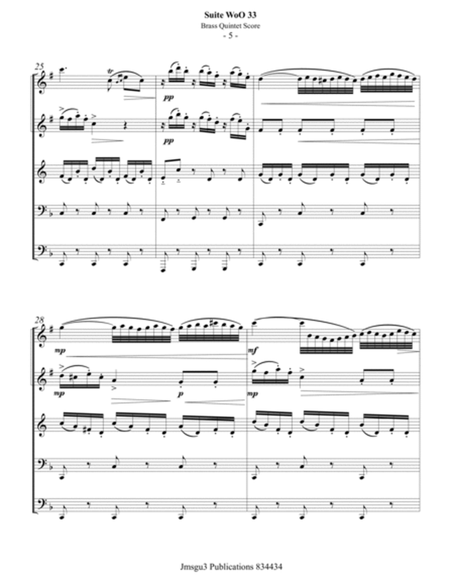 Beethoven: Suite WoO 33 for Brass Quintet - Score Only image number null