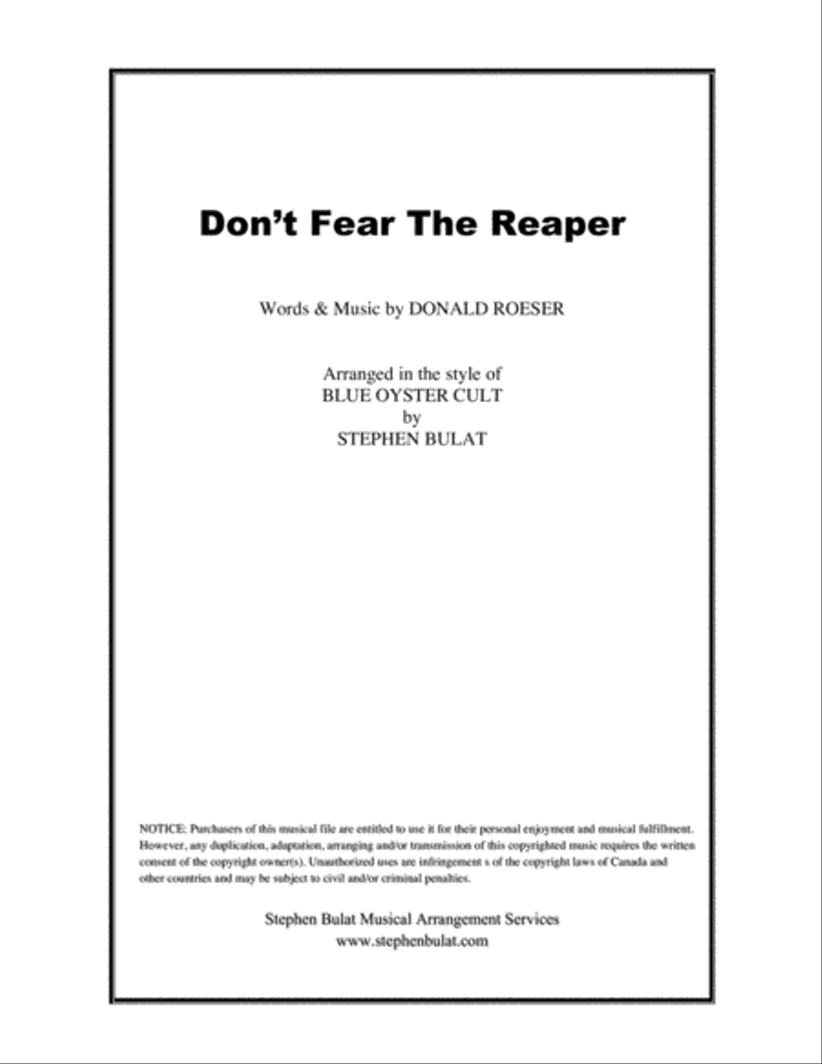 Don't Fear The Reaper Piano, Vocal, Guitar scores gallery preview page 1