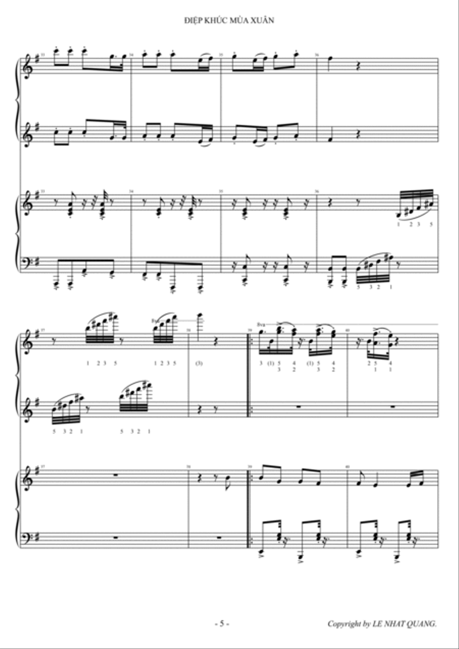 ĐIỆP KHÚC MÙA XUÂN 1 Piano, 4-Hands scores gallery preview page 5