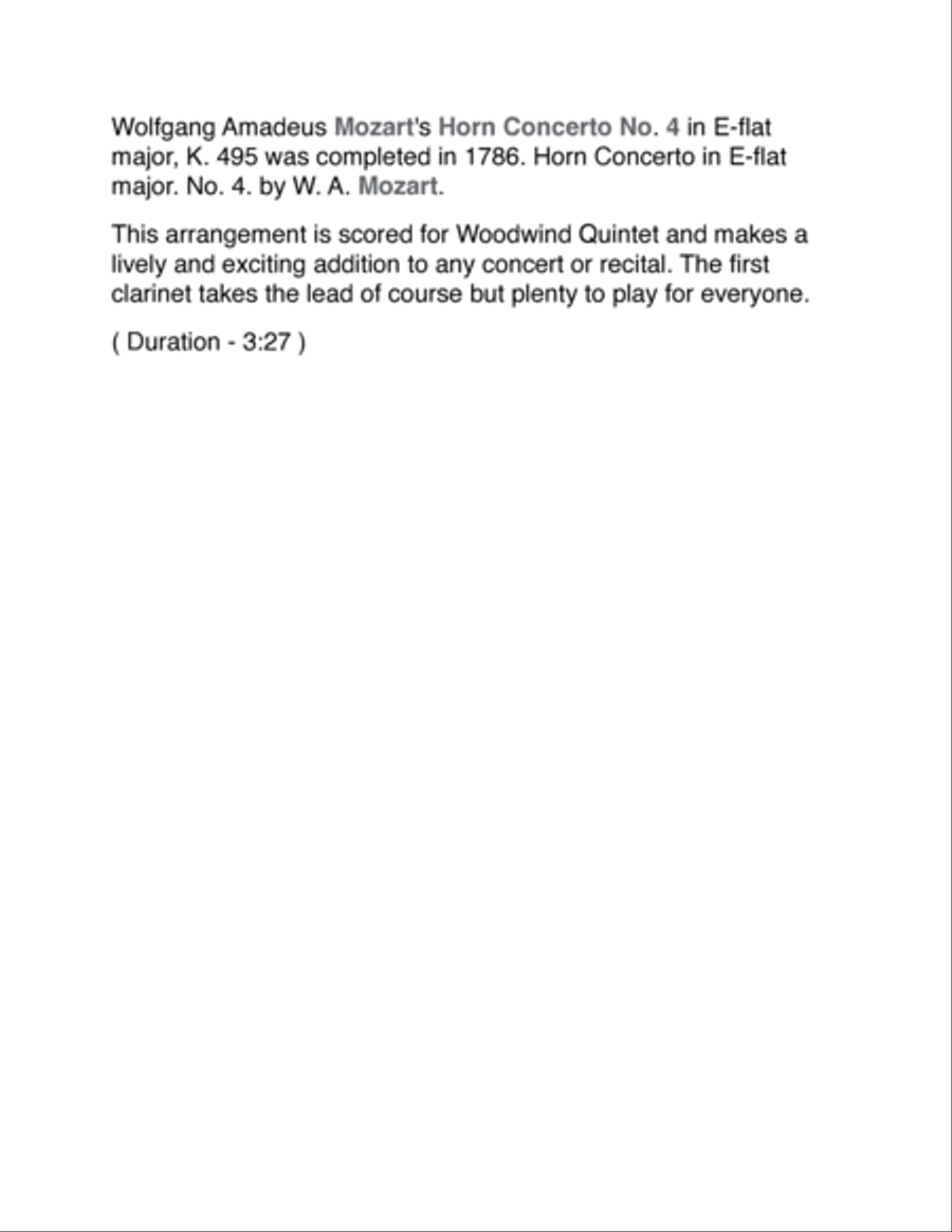 Horn Concerto #4 Finale for Woodwind Quintet Woodwind Quintet scores gallery preview page 2