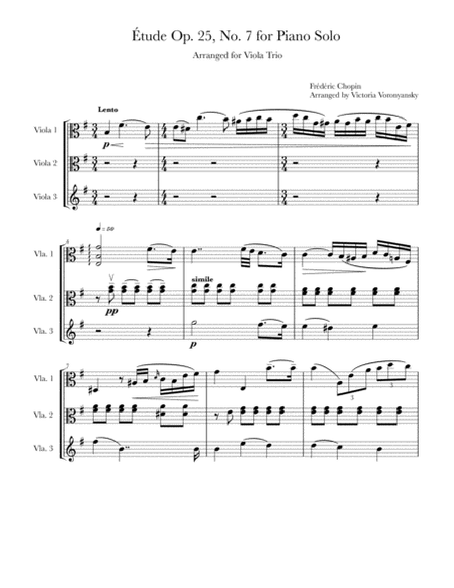 Étude Op. 25, No. 7 Arranged for Viola Trio