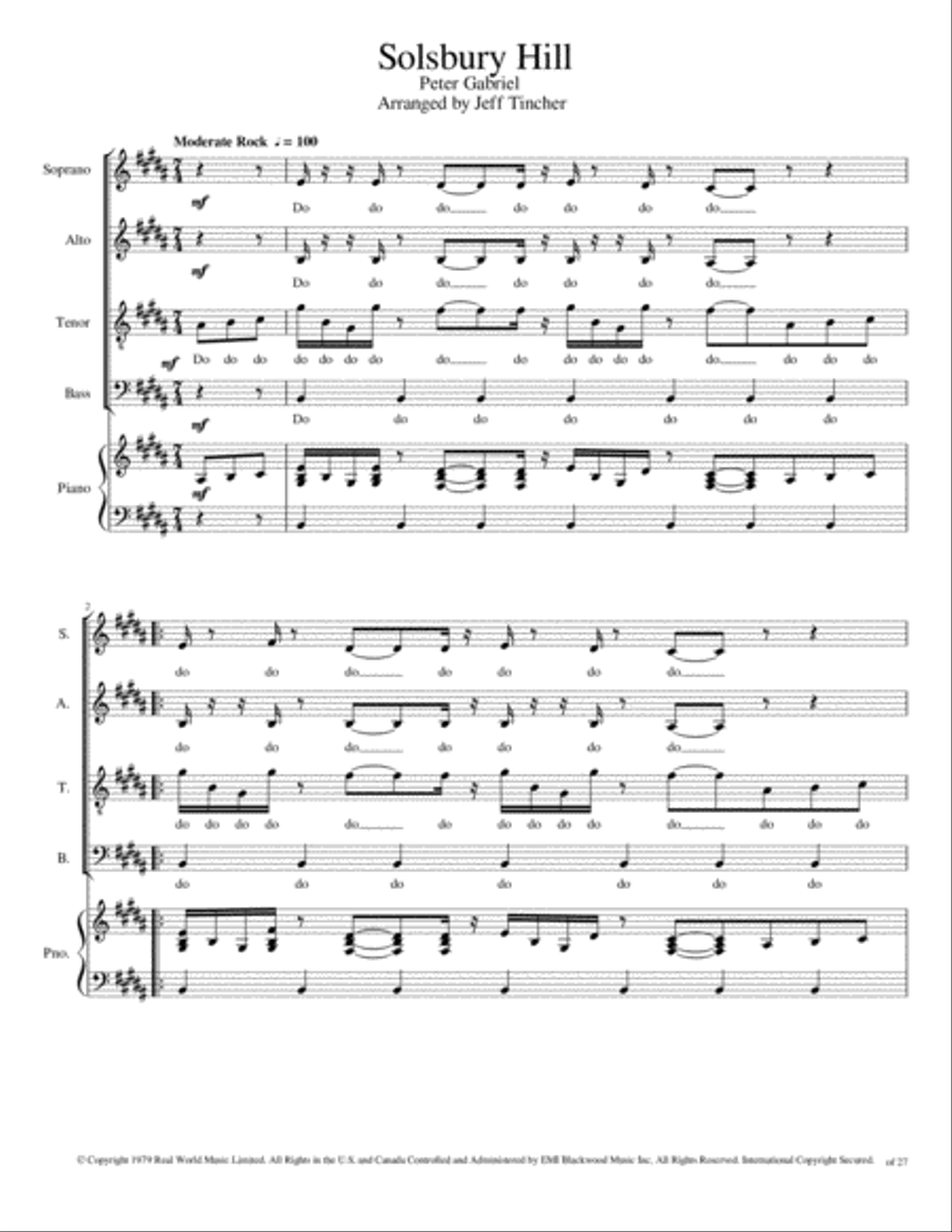 Solsbury Hill 4-Part scores gallery preview page 2