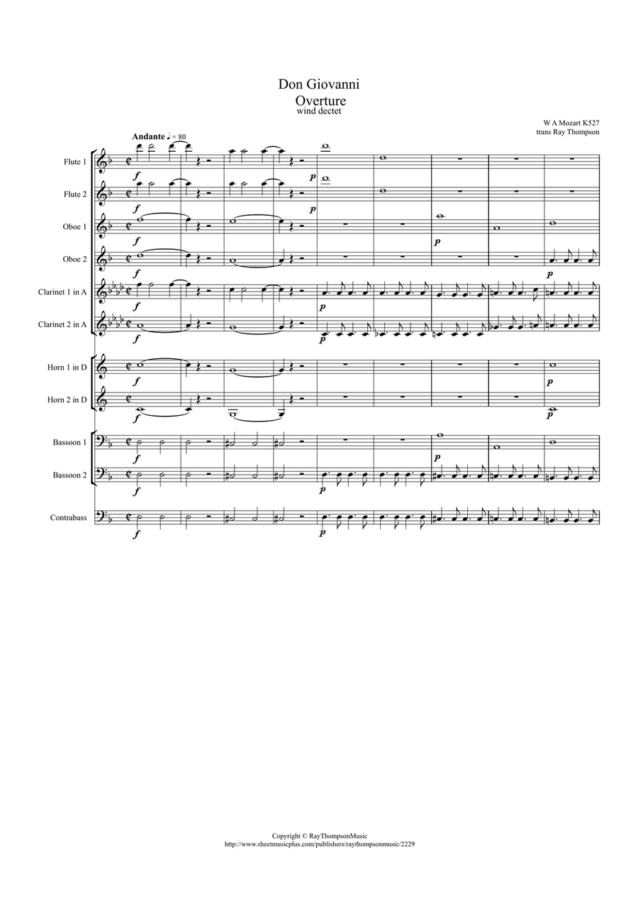 Mozart: Don Giovanni Overture K527 - wind dectet Large Ensemble scores gallery preview page 1