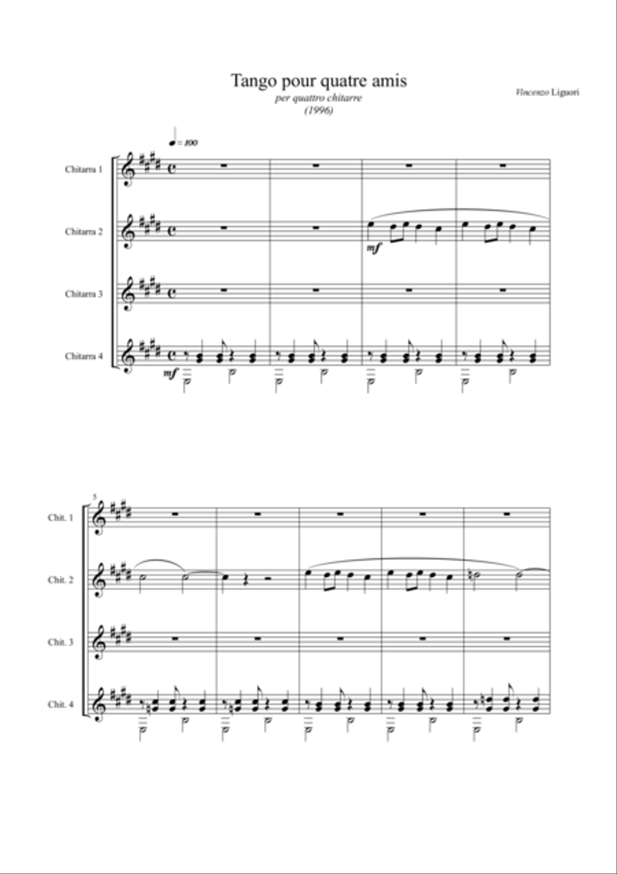 Tango pour quatre amis (score) Classical Guitar scores gallery preview page 1