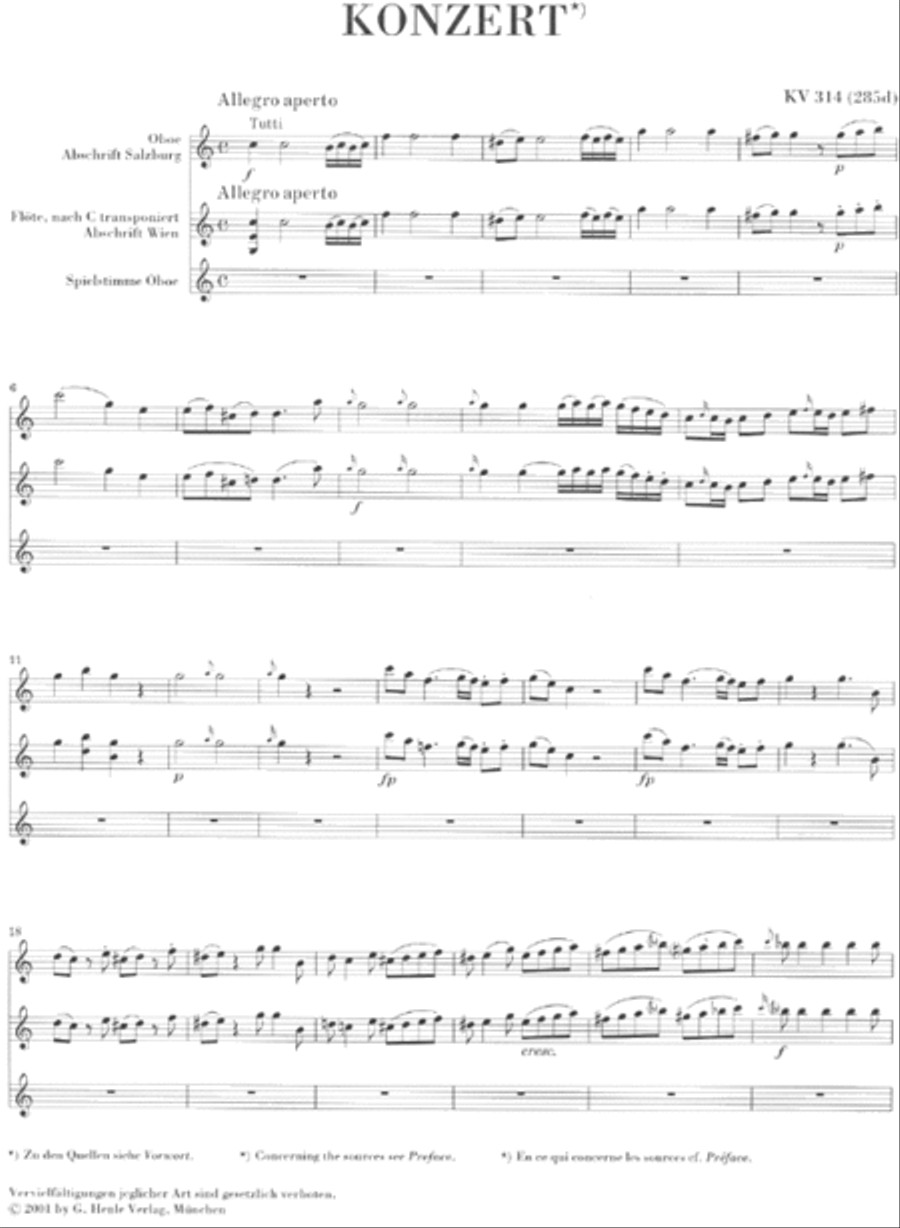 Concerto for Oboe and Orchestra C Major, K. 314