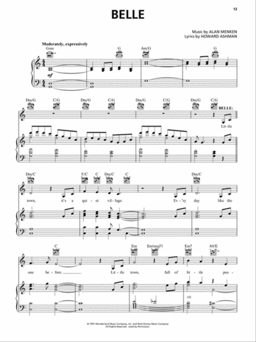 Beauty and the Beast Piano, Vocal, Guitar scores gallery preview page 5