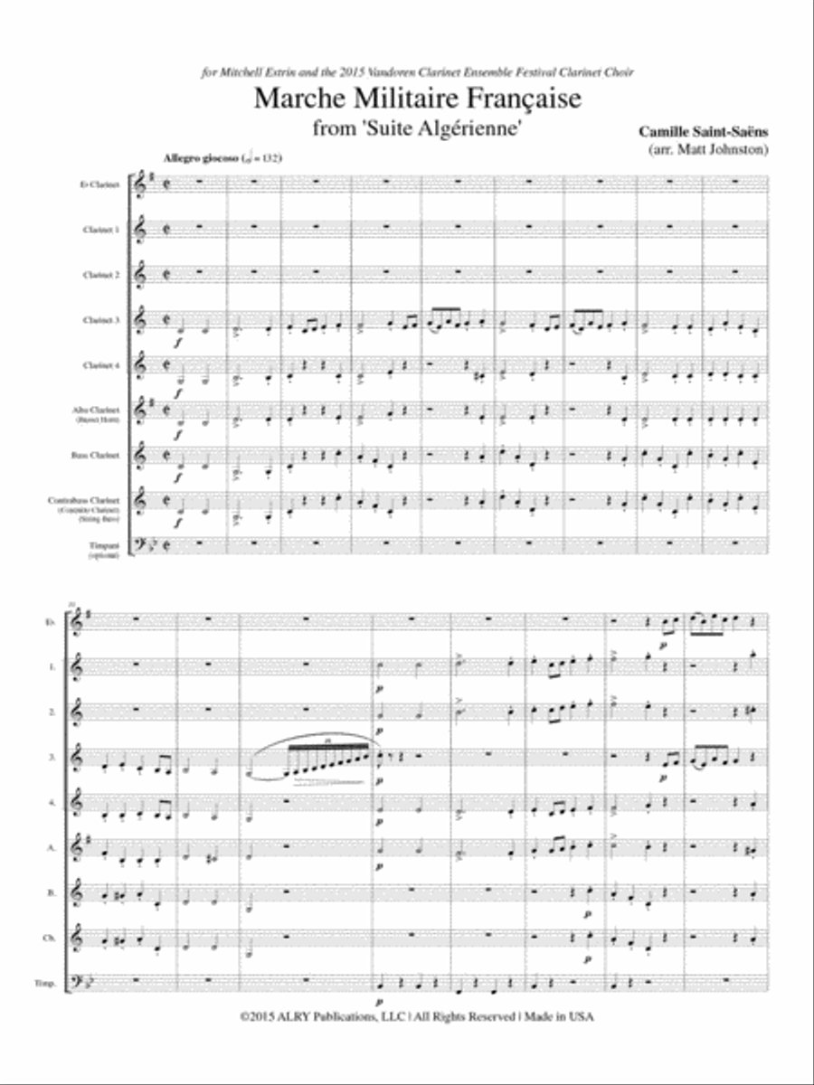 Marche Militaire Francaise for Clarinet Choir Clarinet Choir scores gallery preview page 2