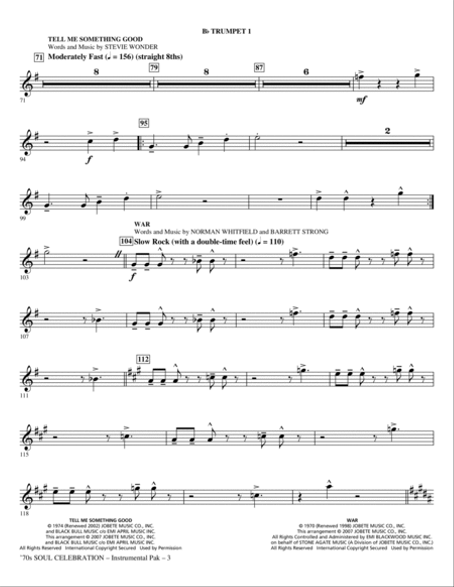70s Soul Celebration (Medley) - Trumpet 1 Choir scores gallery preview page 3