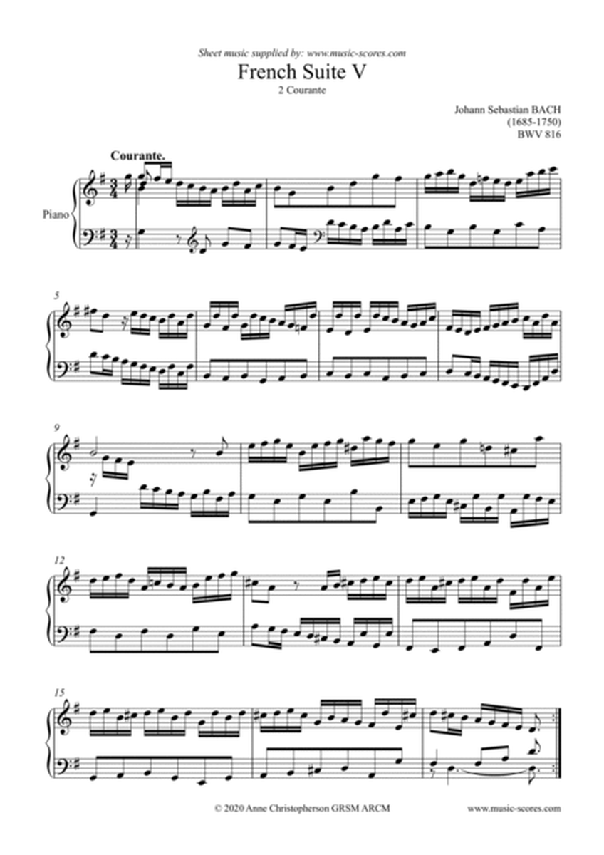 French Suite BWV 816 - no.2: Courante - Piano image number null
